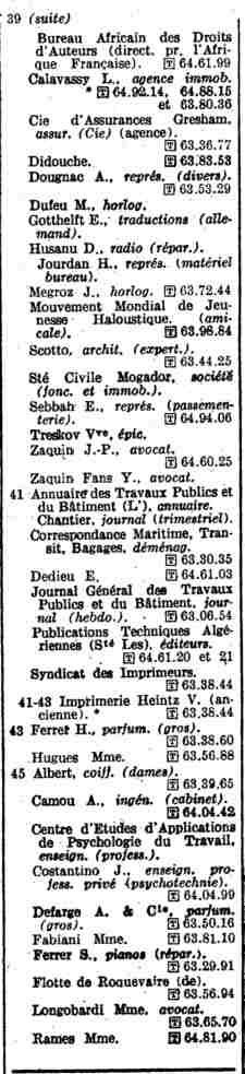 Pages d'annuaire de la rue Mogador. 